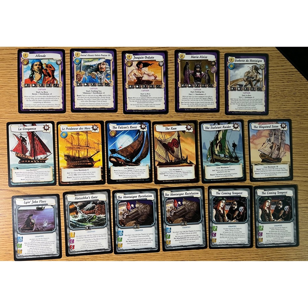 7th Sea CCG 135 Card Lot AEG Trading Card Game Syrneth Secret with Deck Boxes